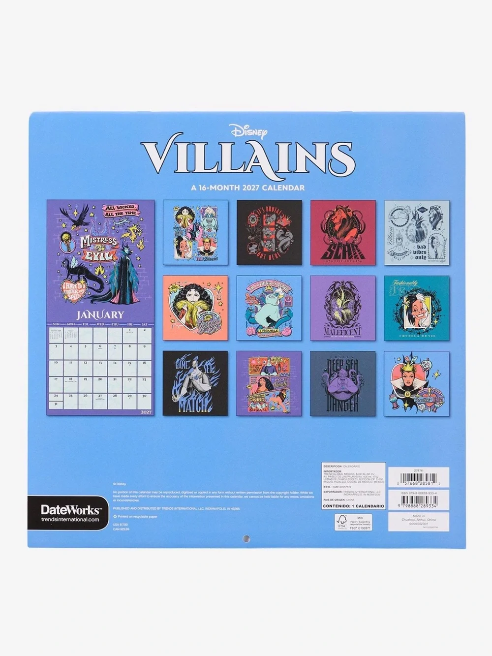Disney Villains 2027 Wall Calendar